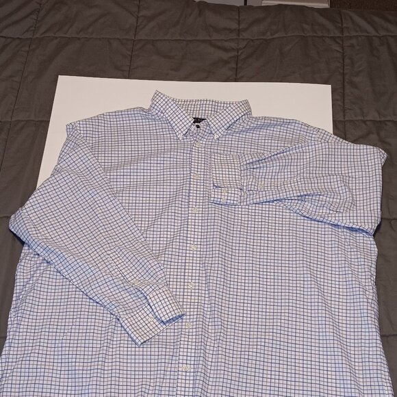 Ralph Lauren Mens Tall Fit 22- 36/37 Blue White Plaid Check Button Down LS Shirt - Picture 2 of 10